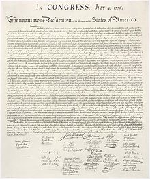 Documento original de la Declaración de Independencia de lo Estados Unidos
